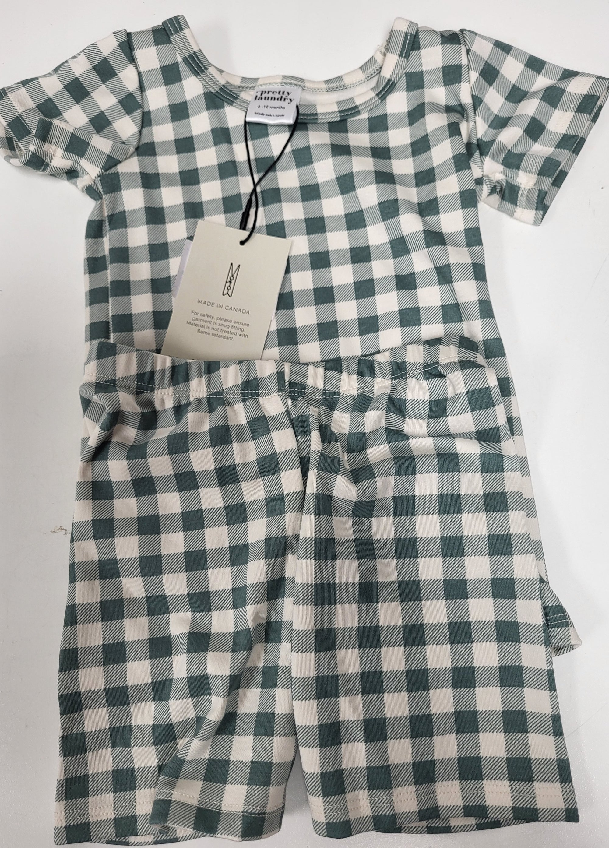 Pretty Laundry Short Sleeve Pajama Set Eucalyptus Gingham