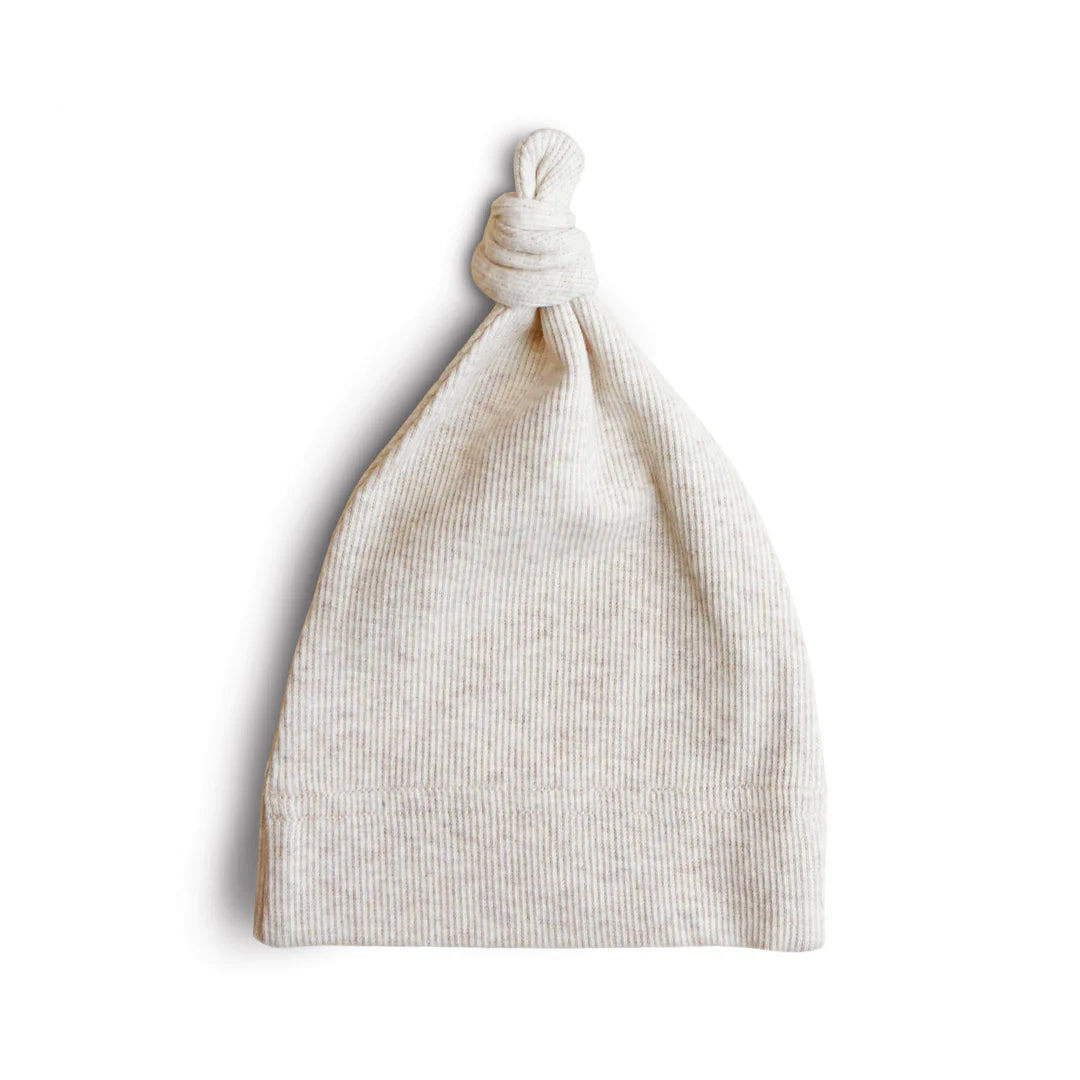 Mushie Ribbed Baby Beanie / Grey