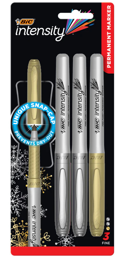 Bic Intensity Metallic Permanent Marker 3pk