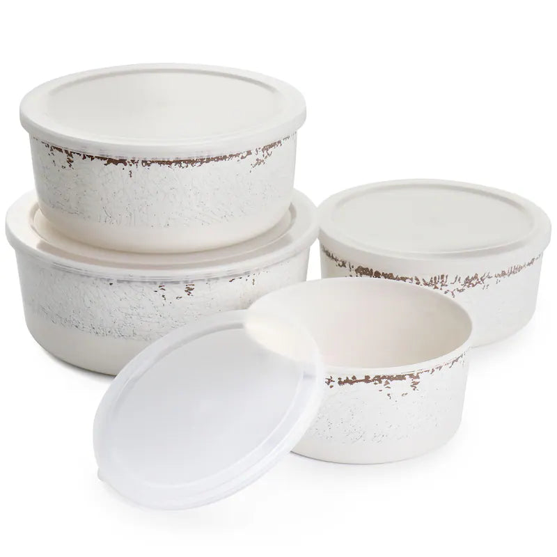 Laurie Gates Mauna Cream Crackle Melamine Nesting Food Storage Set