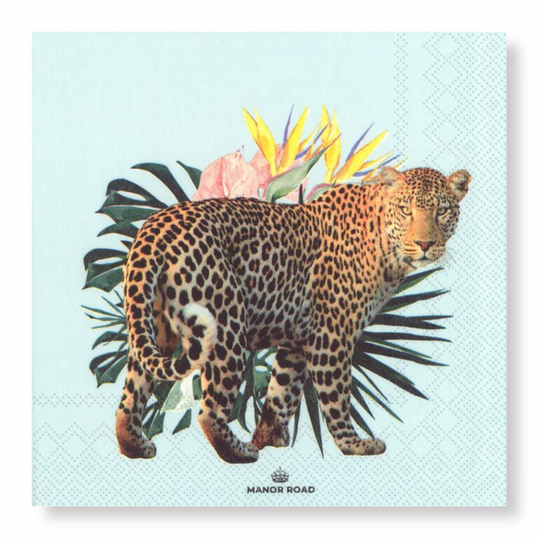 Manor Road Ice Leopard Cocktail Napkin 20pk