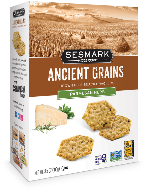 Sesmark Ancient Grains Parmesan Herb Brown Rice Snack Crackers 100g