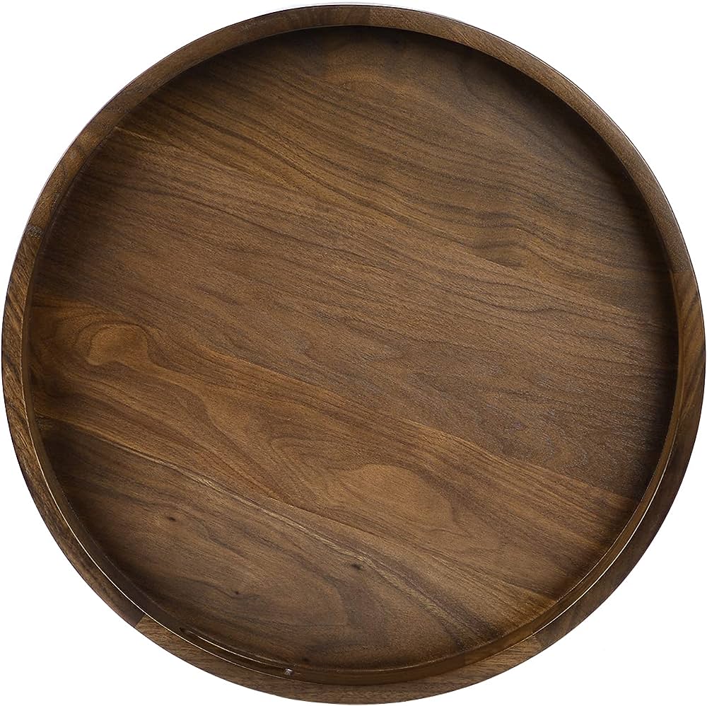 Round Wooden Platter With Handles