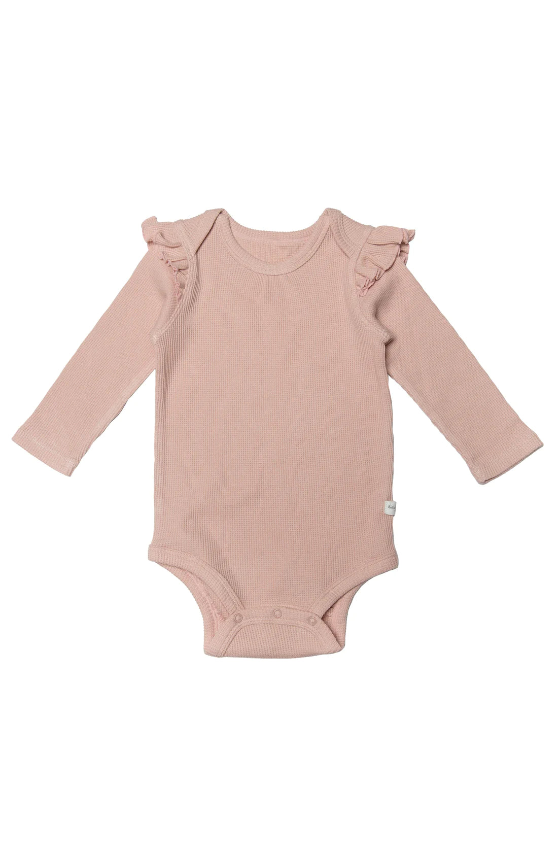 LouLou Lollipop Girls' Waffle Long Sleeve Bodysuit - Rose Smoke - 18-24 Months