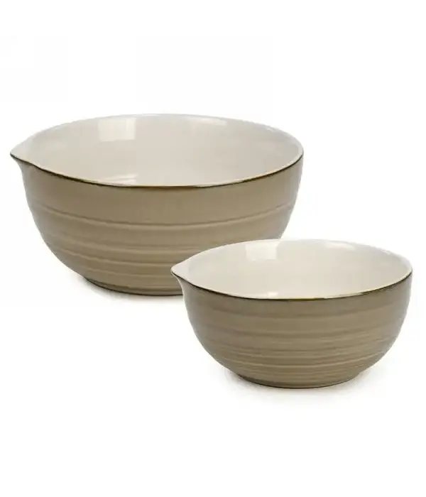 Beige Ceramic Bowls Set of 2