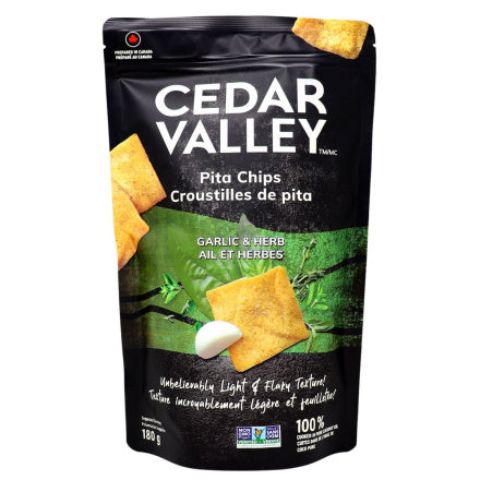 Cedar Valley Garlic & Herb Pita Chips 180g