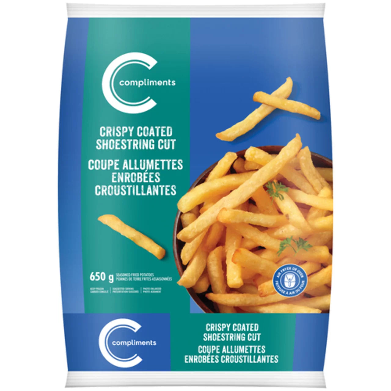 Compliments Frozen Crispy Coated Shoestring Cut French Fries 650g