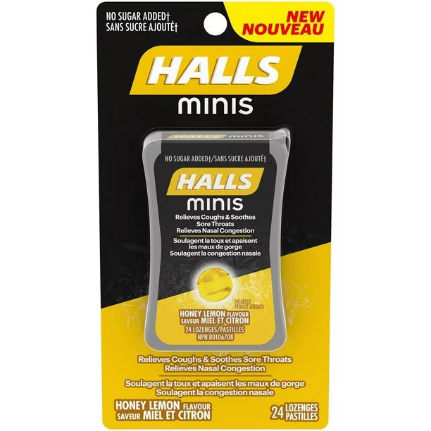 Halls Minis No Sugar Added Honey Lemon Cough Drops 24ct