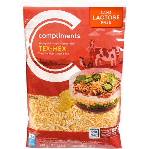 Compliments Tex Mex Lactose Free Finely Shredded Cheese 320g