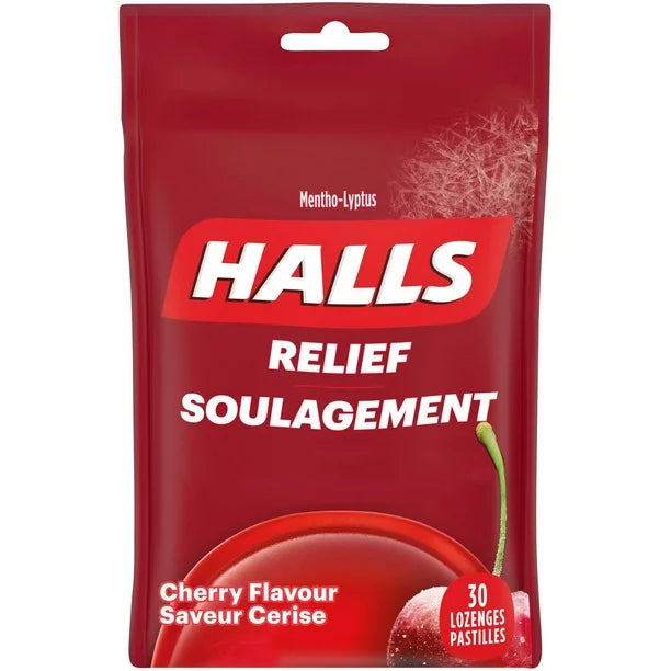 Halls Mentho Lyptus Cherry Flavor Cough Drops 30pk