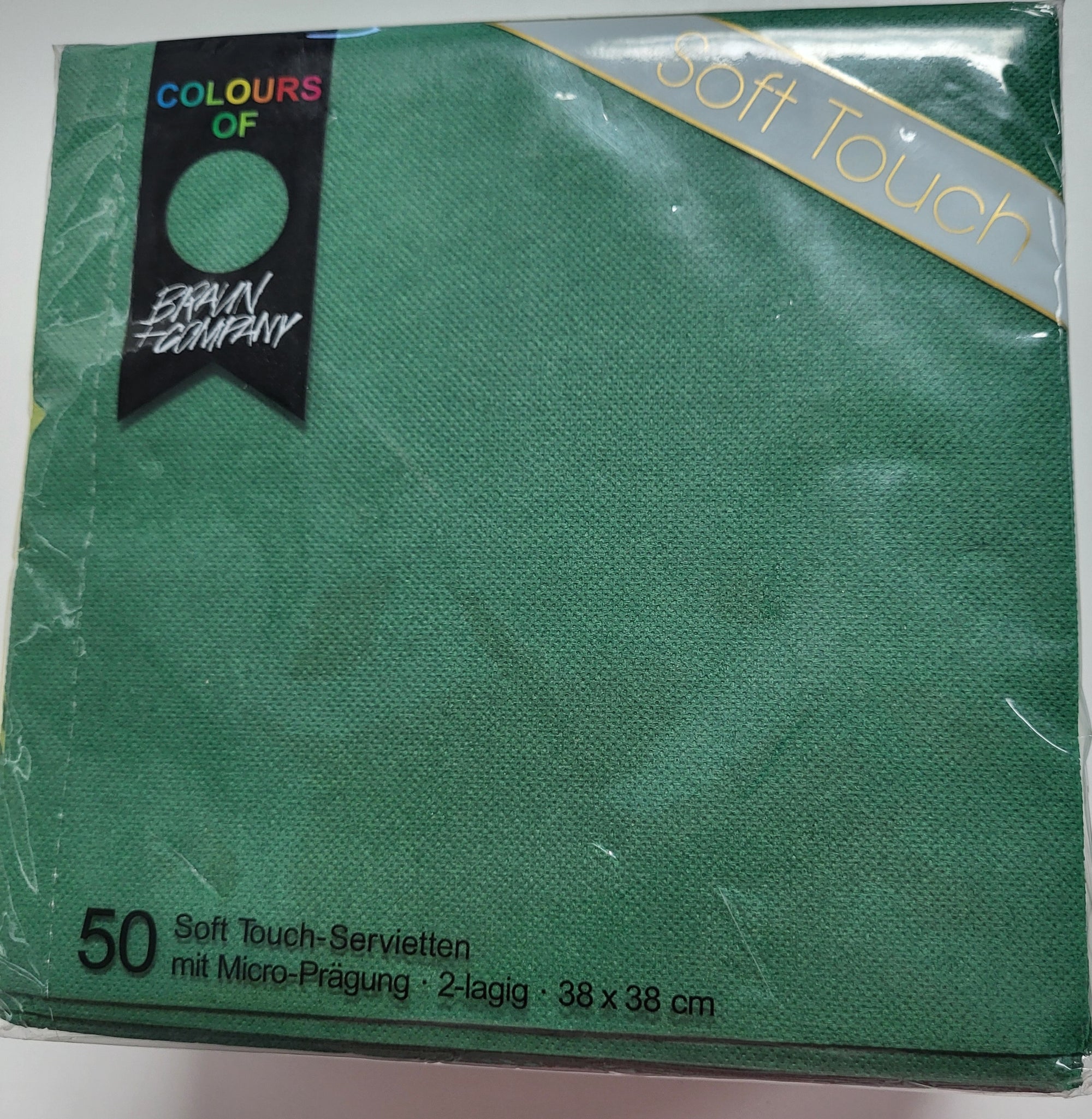 Colors of Braun & Company Soft Touch 38 x 38cm Forest Green Dinner Napkins 50pk