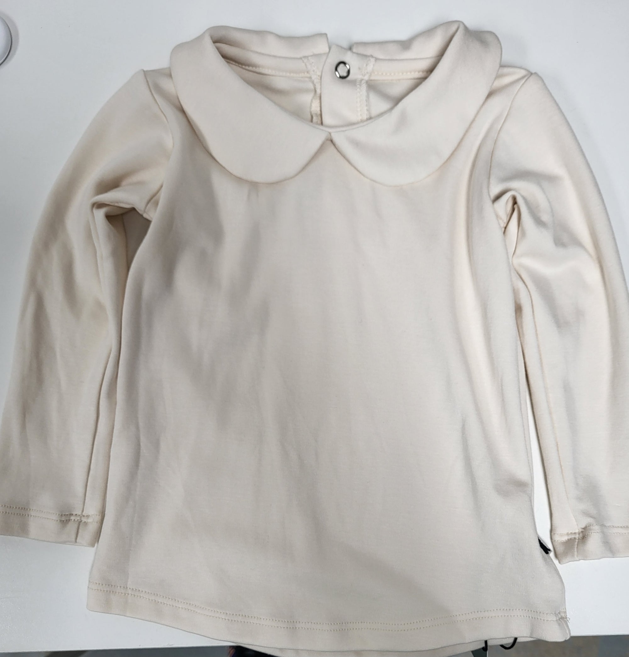 Little & Lively Cream Long Sleeve Peter Pan Shirt - 1T-2T