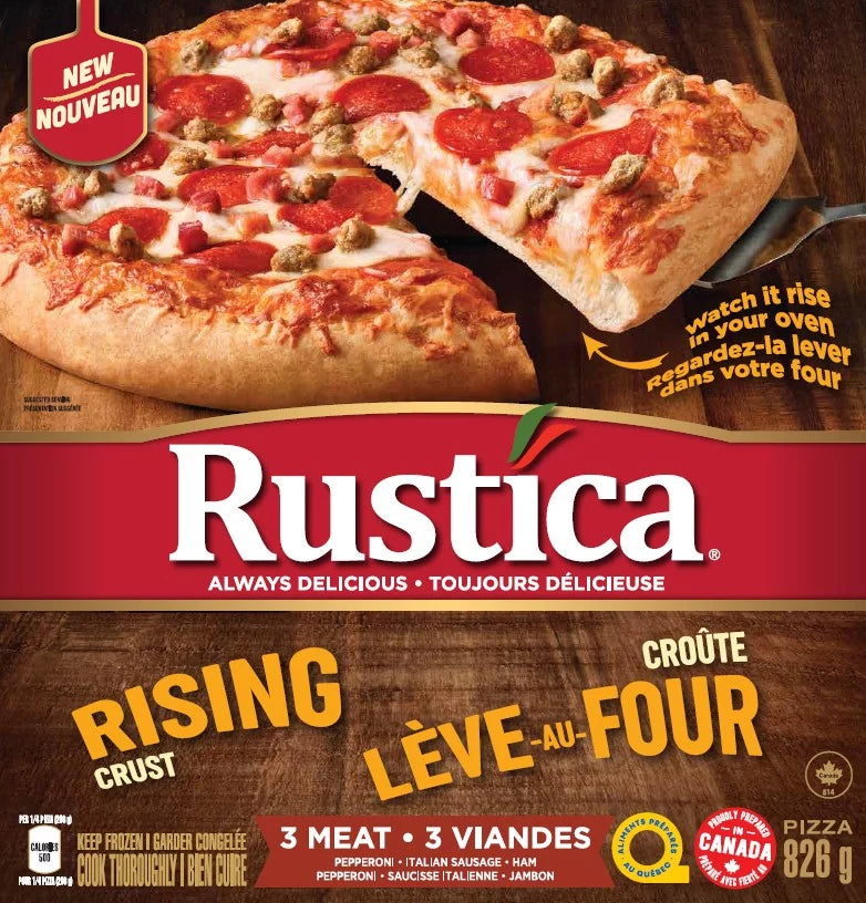 Rustica Rising Crust 3 Meat Pizza 826g