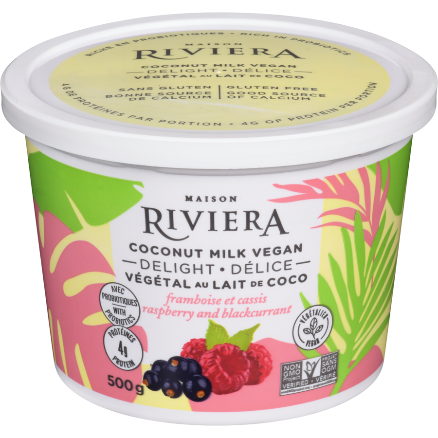 Riviera Coconut Milk Raspberry & Blackcurrant Yogourt 500g