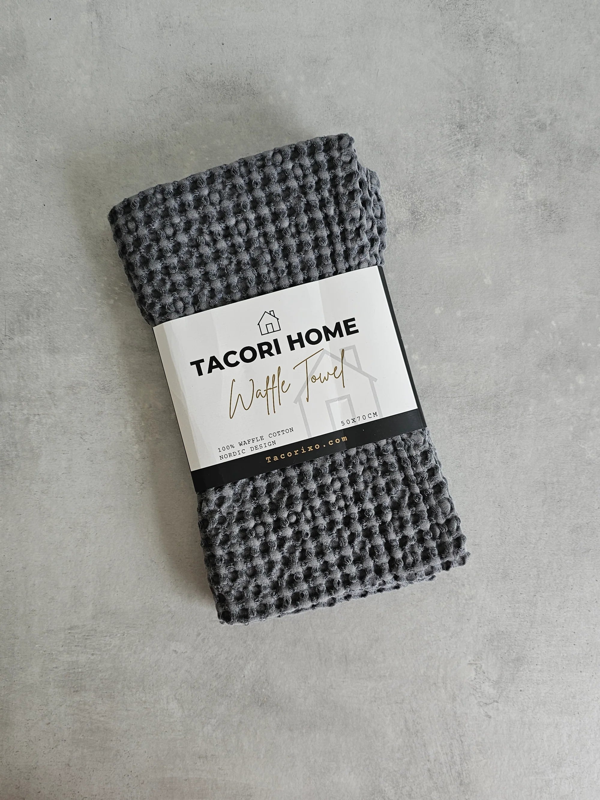 Tacori Home Waffle T Towel Dark Grey 50x70cm 100% Cotton