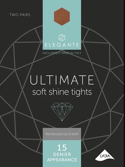 Elegante Ultimate Soft shine Tights 15 Denier Bronze Glow Size Sm 2 pairs