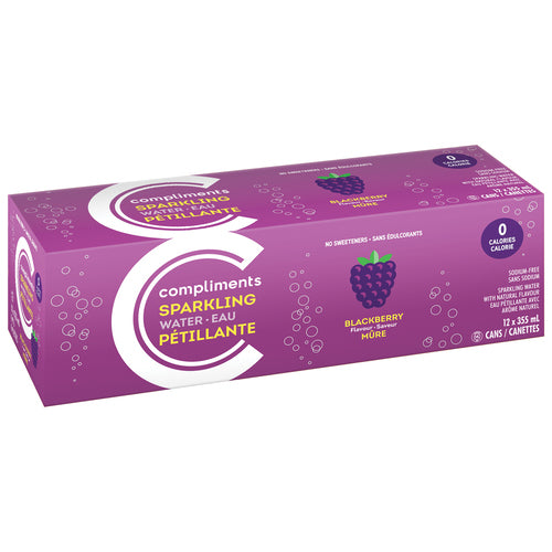 Compliments Blackberry Sparkling Water 12 x 355ml