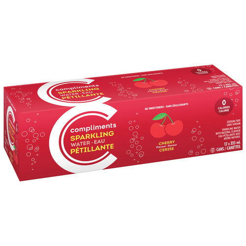 Compliments Cherry Sparkling Water 12 x 355 ml