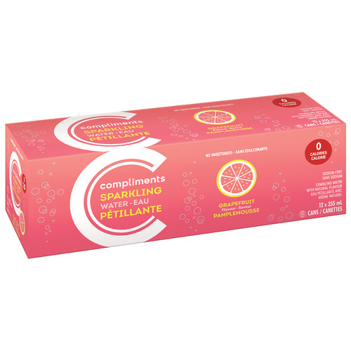 Compliments Pink Grapefruit Sparkling Water 12 X 355ml