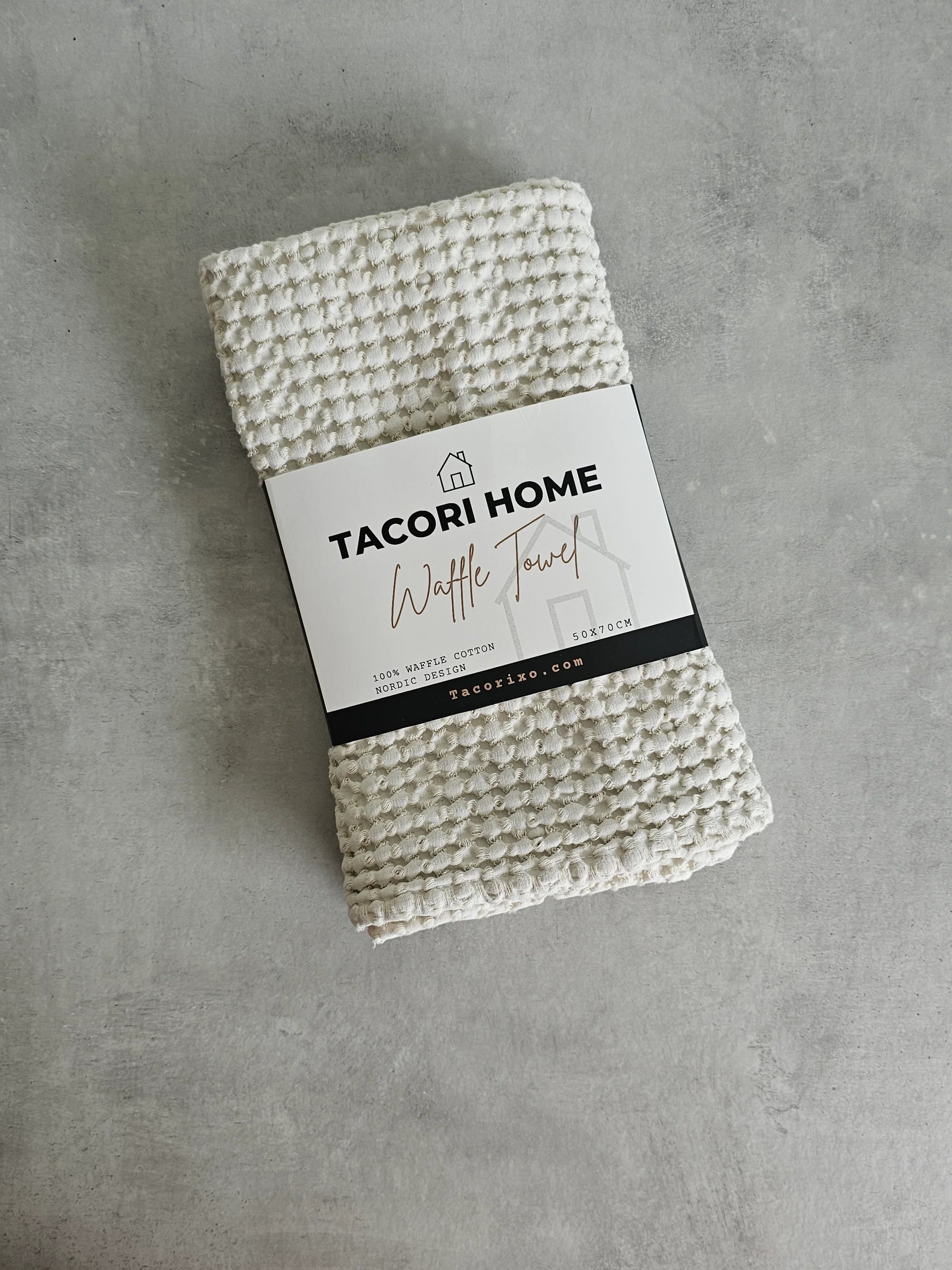 Tacori Home Waffle T Towel Stone 50x70cm 100% Cotton