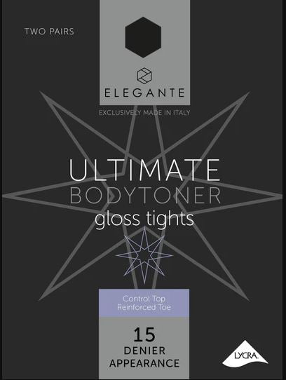 Elegante Ultimate Bodytoner Gloss Tights Size Med 2 pairs