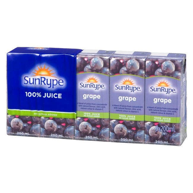 SunRype 100% Grape Juice 5 x 200ml