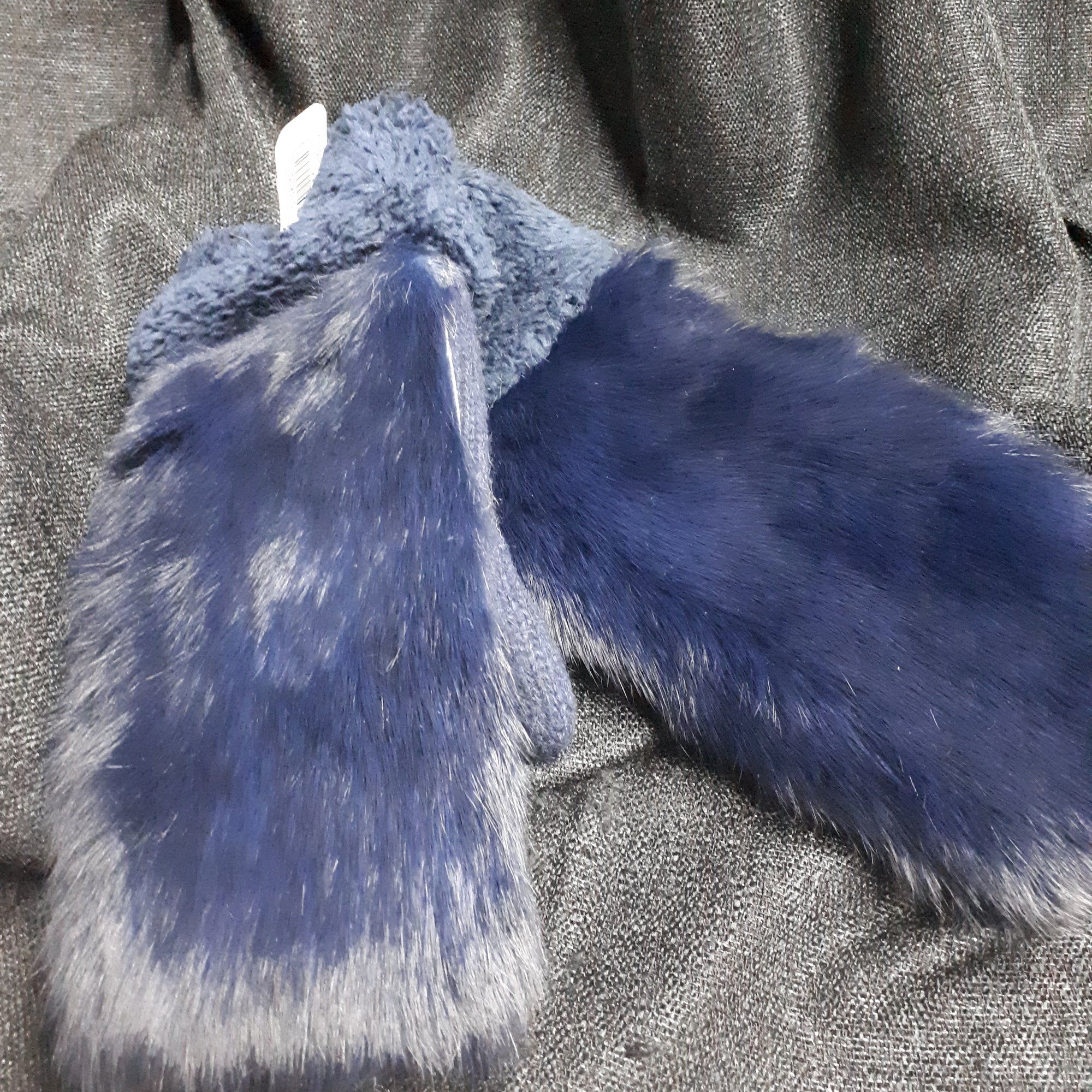 Navy fur mittens