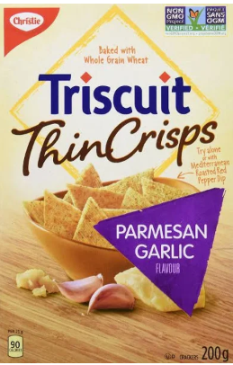 Christie Parmesan Garlic Thin Crisps Triscuit  Crackers 200g