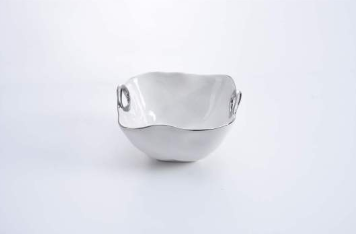 Snack bowl with handles silver