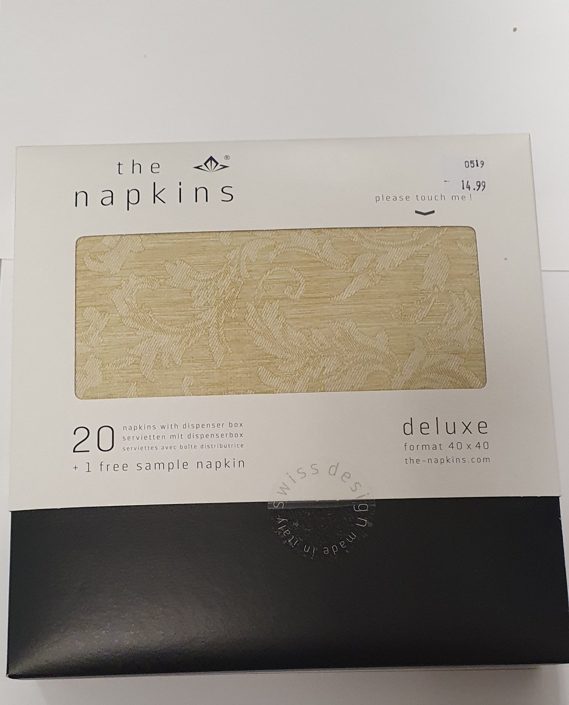 The Napkins Deluxe Golden Floral Cloth Napkins 20ct