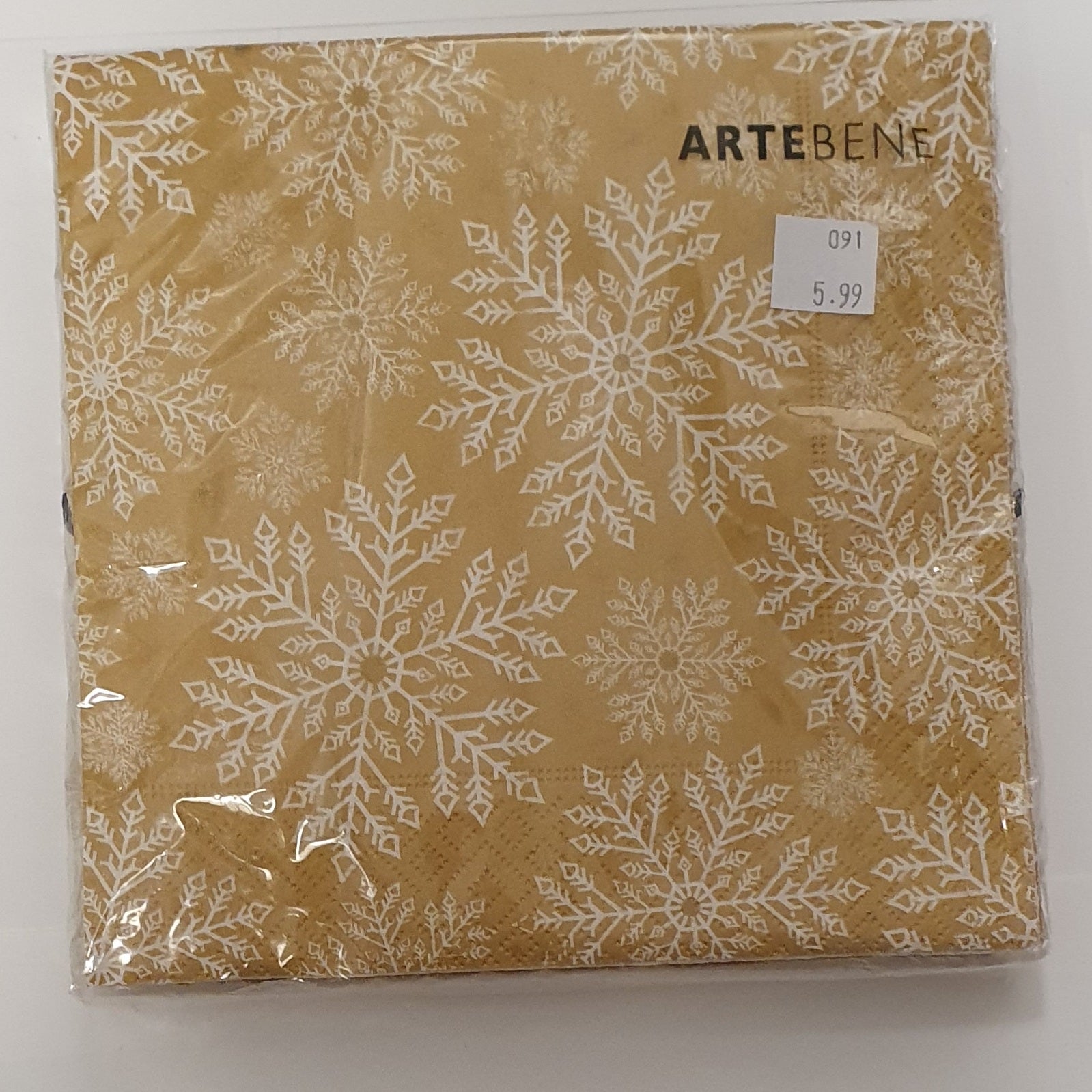 Artebene Gold Snowflake Luncheon Napkins 20ct