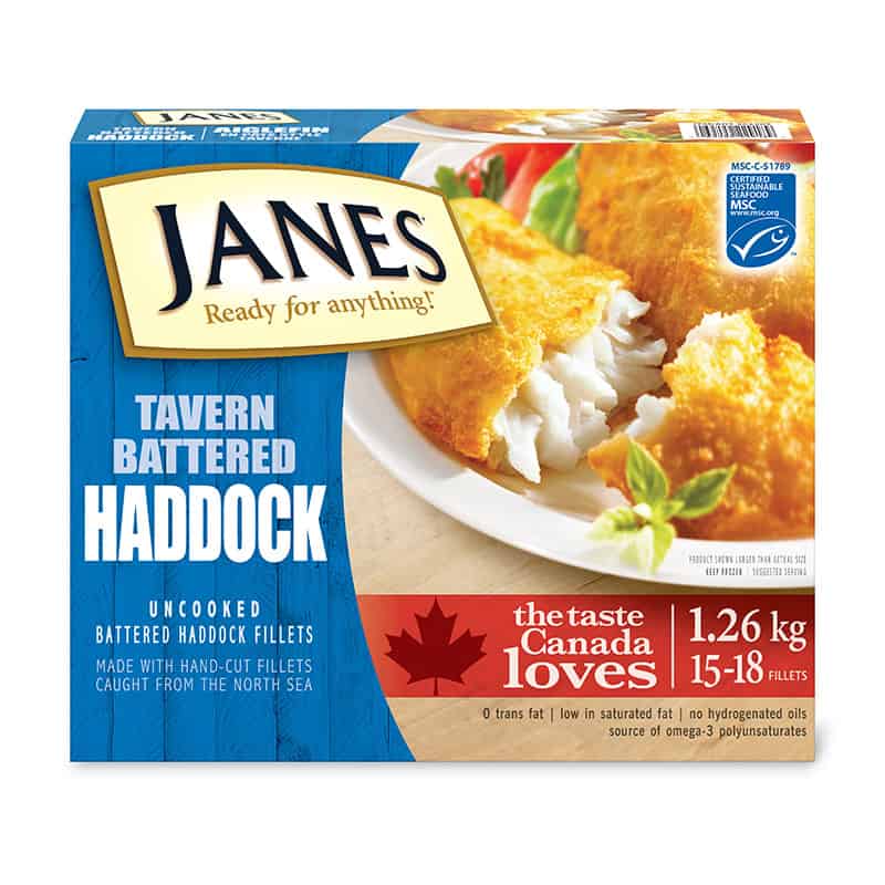 Janes Tavern Battered Uncooked Haddock Fillets 1.26kg