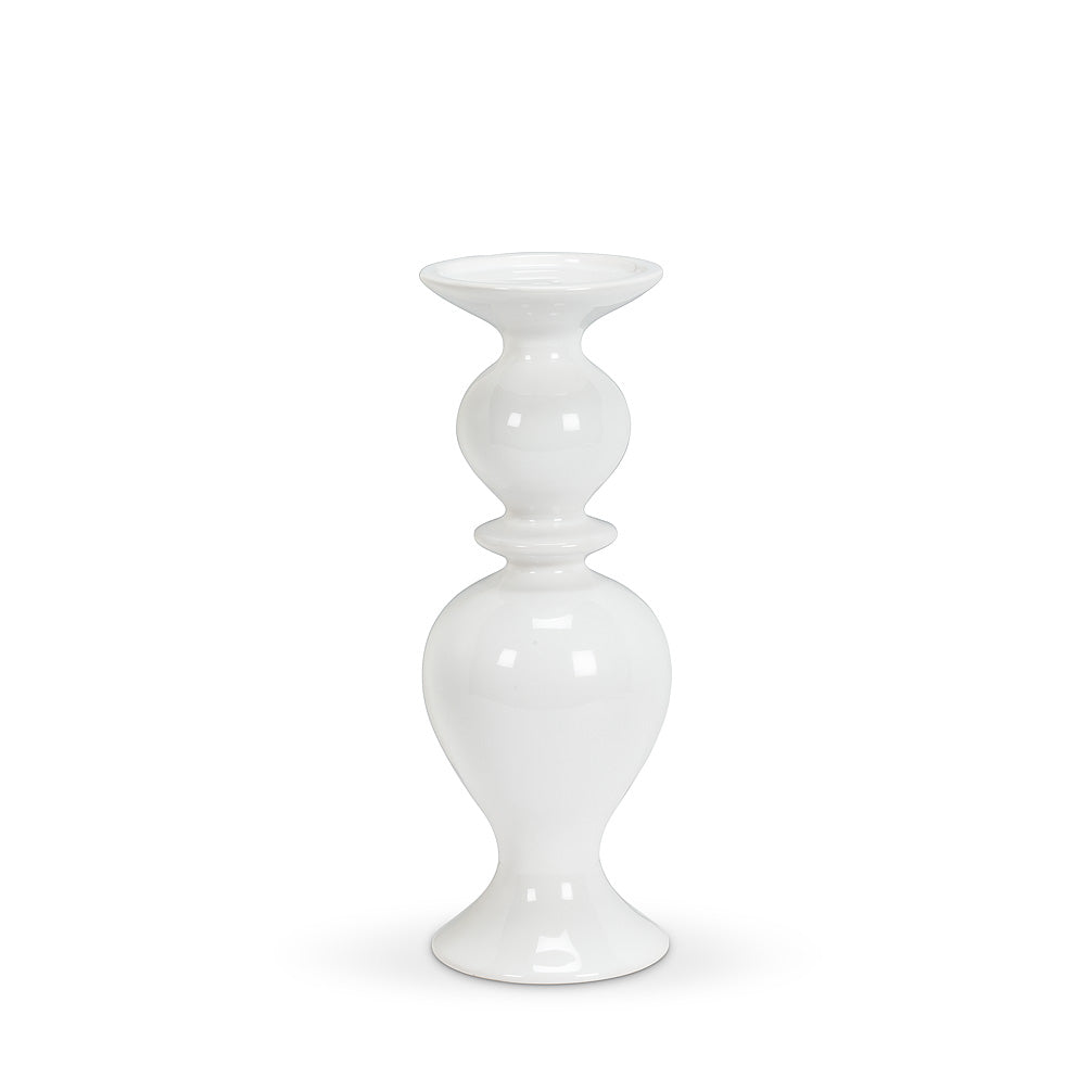 White Shaped Pillar Holder 12"