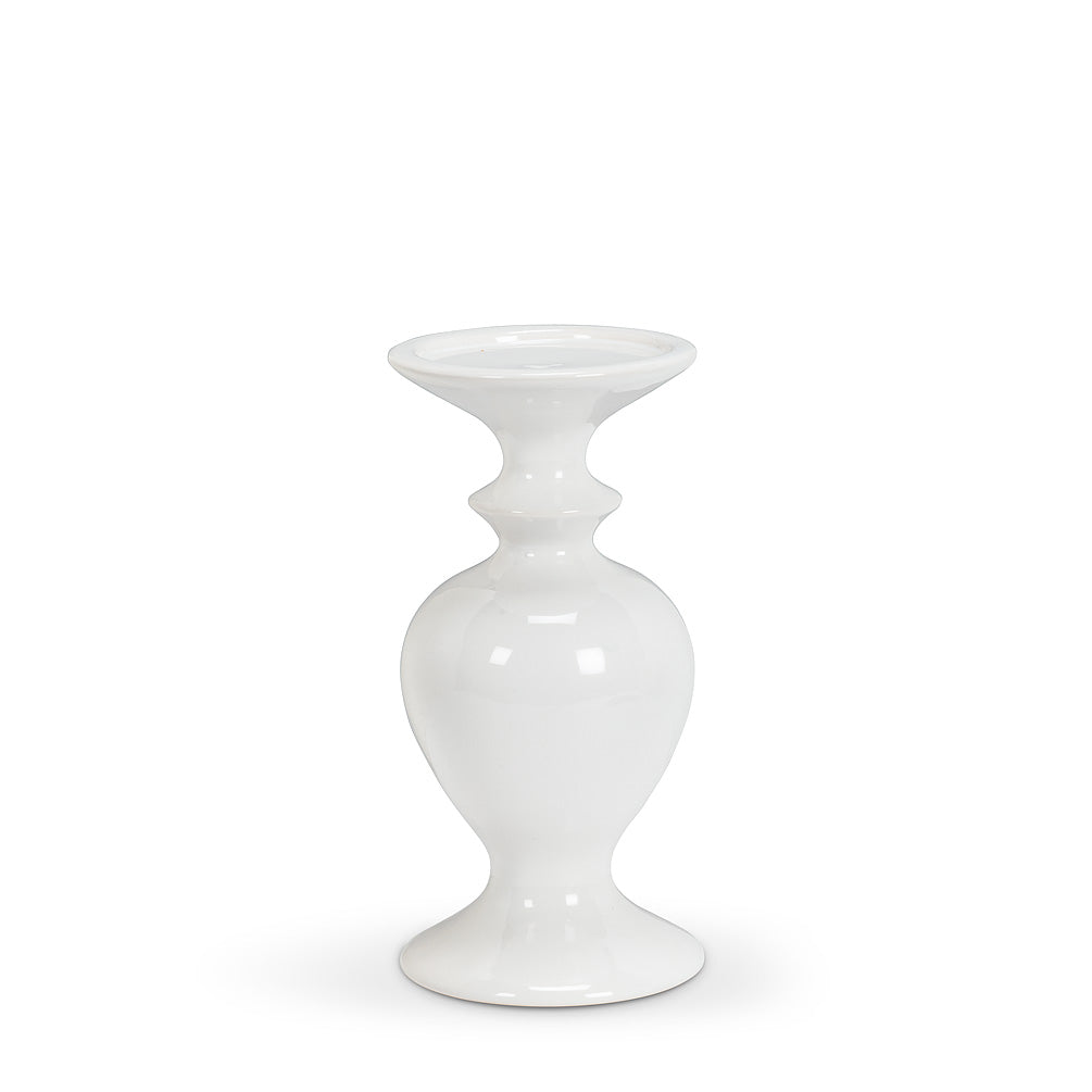 White Shaped Pillar Holder 8"