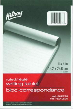 Hilroy Ruled Writing Tablet 100 x 6 x 9