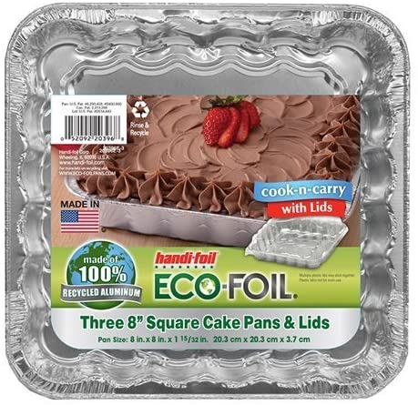 Handi-Foil Eco-Foil  8" Square Pans & Lids  3pk