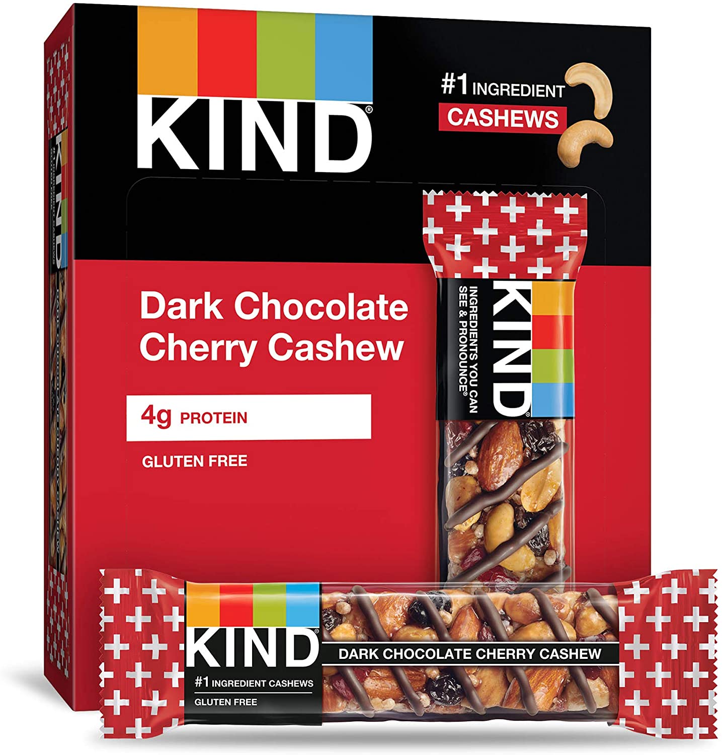 Kind Gluten Free Dark Chocolate Cherry Cashew Bars 12 x  480g