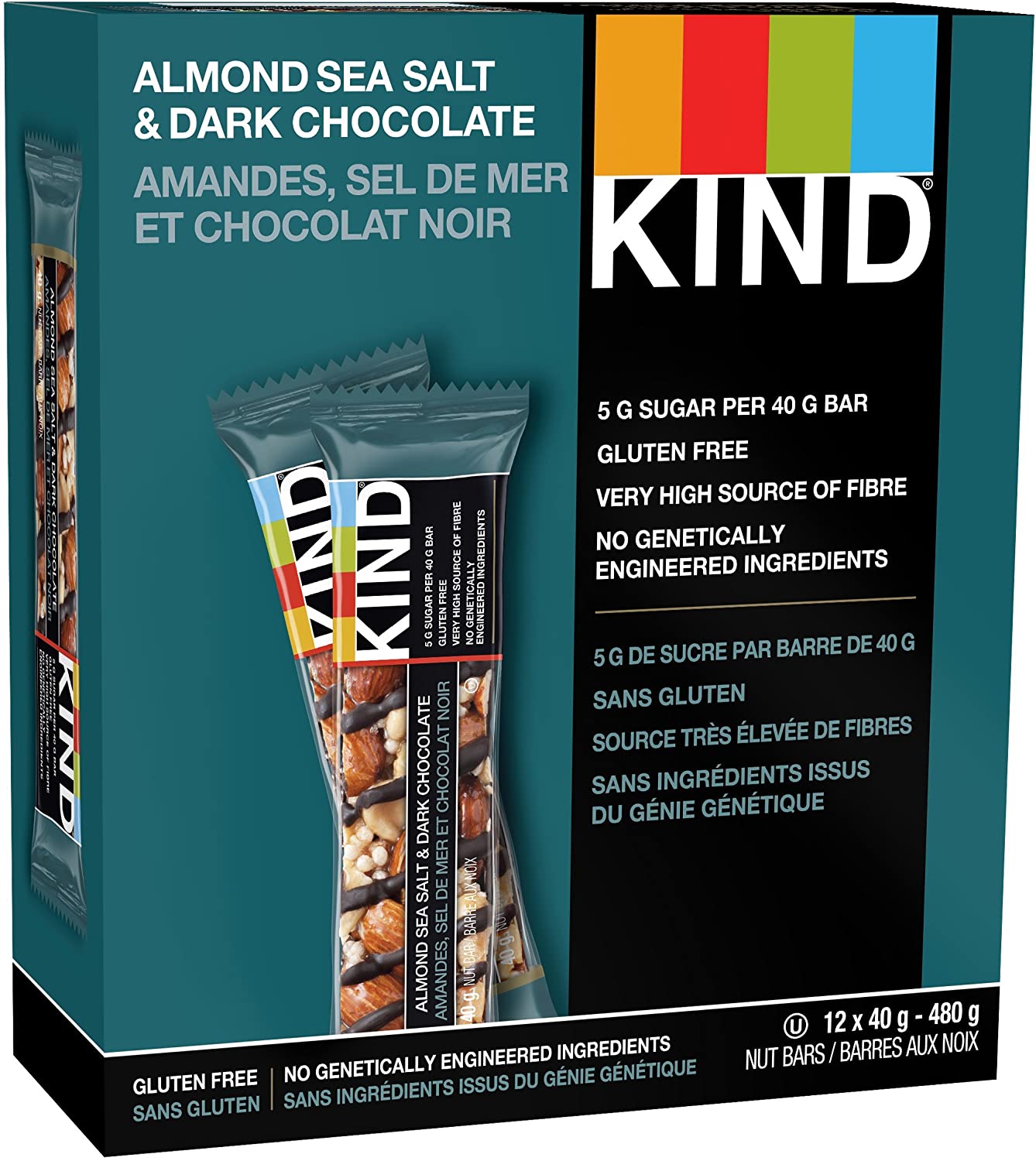 Kind Almond Sea Salt & Dark Chocolate Nut Bars  480g x 12