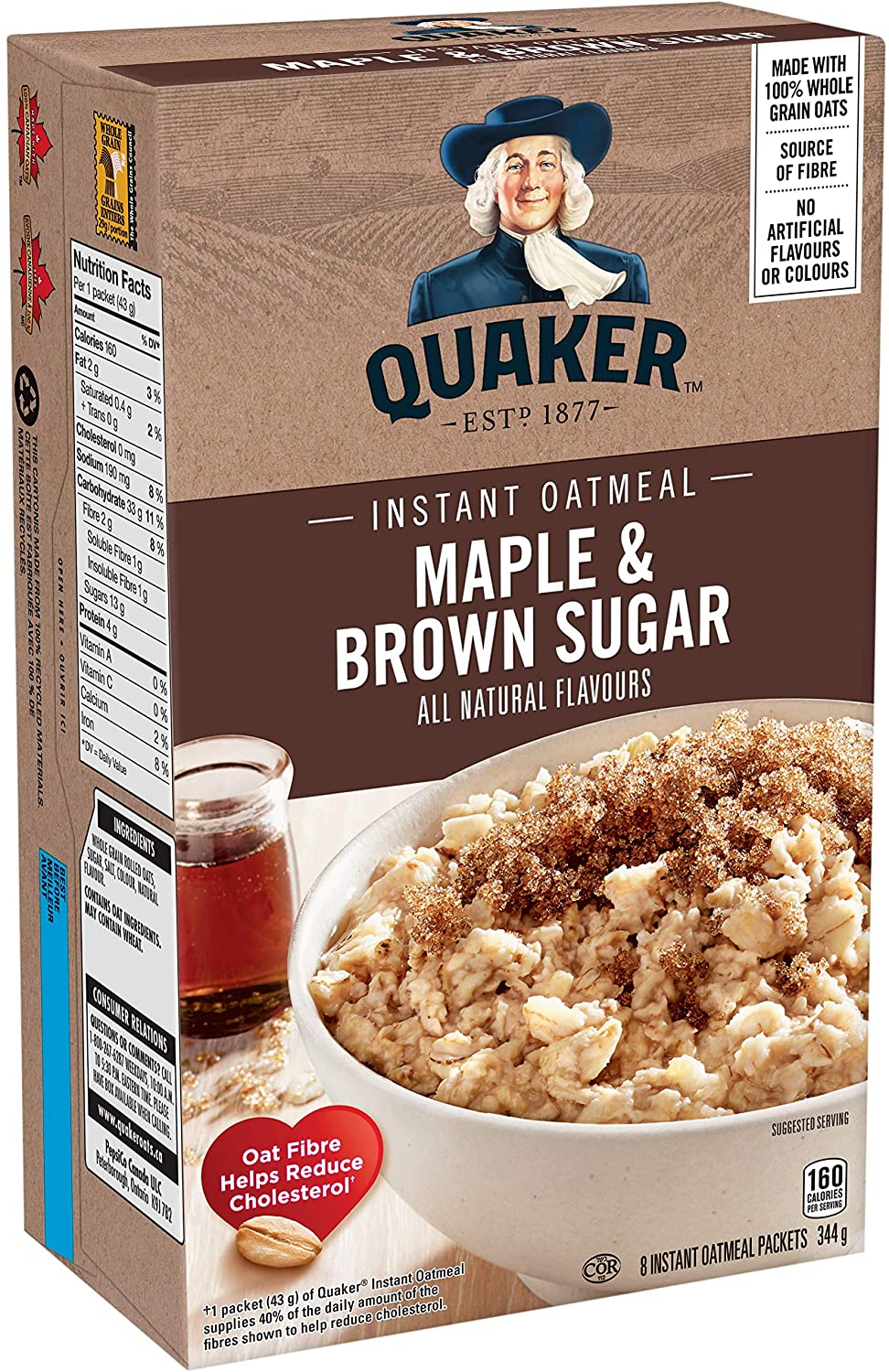 Quaker Maple & Brown Sugar Instant Oatmeal 344g