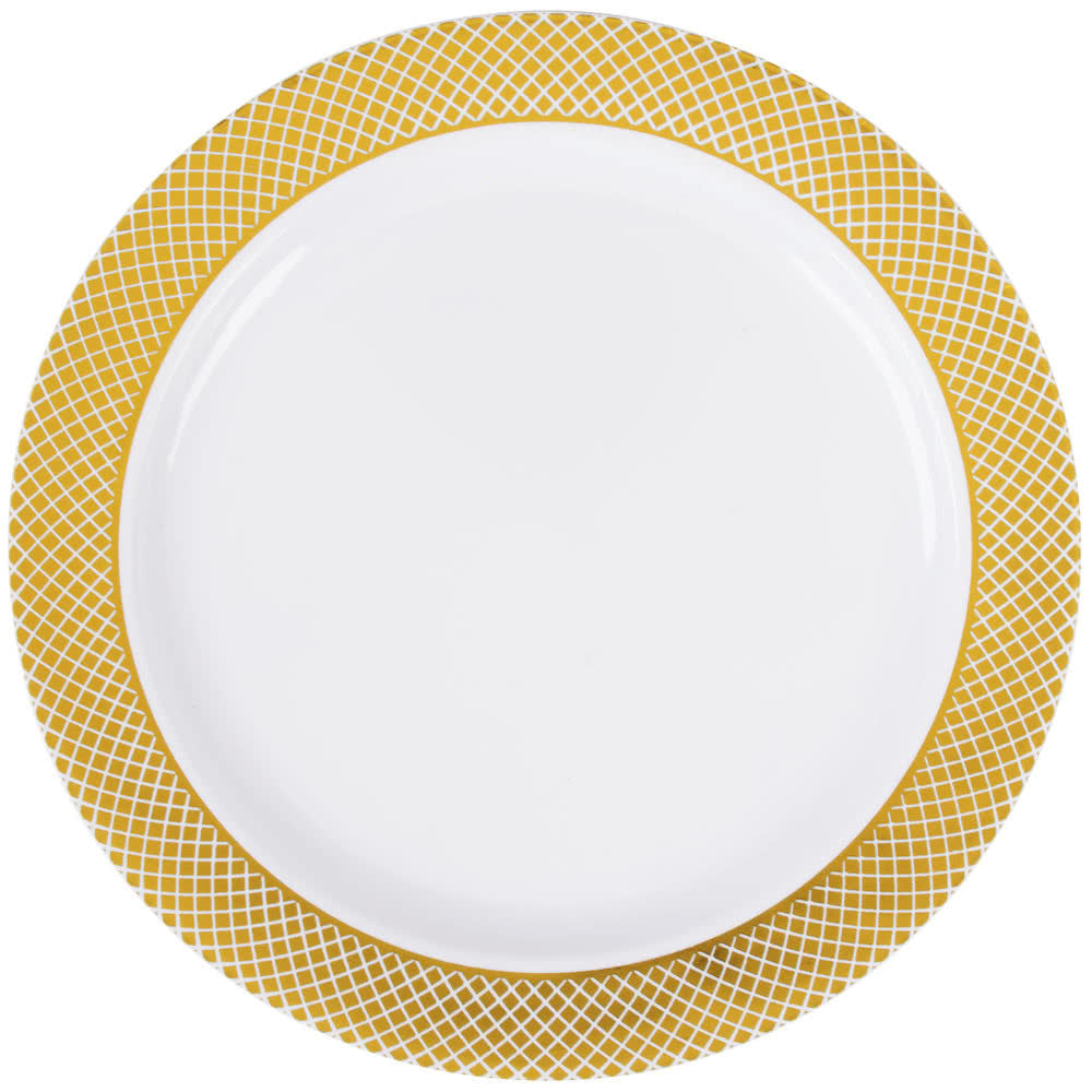 plate - lattice 6" plastic plate with gold accents