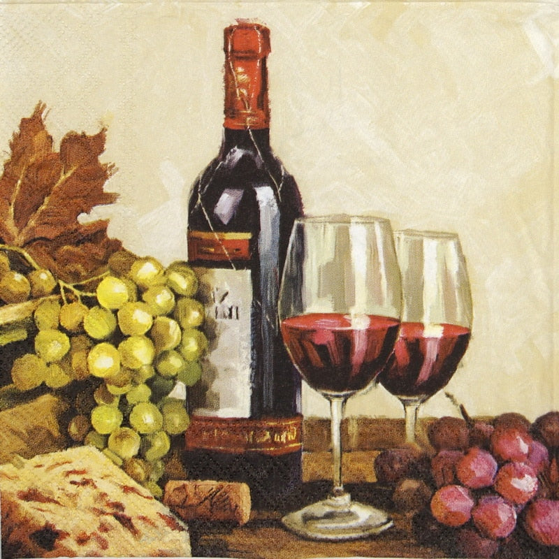 Ambiente Wine & Grapes Cocktail Napkin 20pk