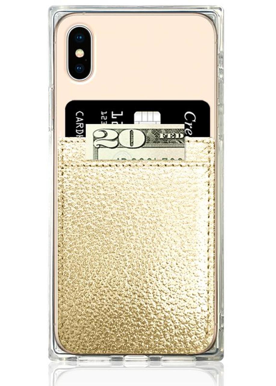 Gold Faux Leather Phone Pocket