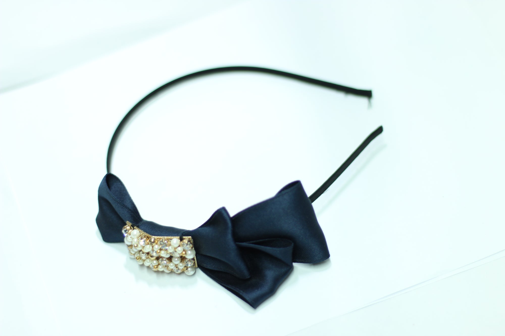 Silk Bow Crystal Beading Head Band