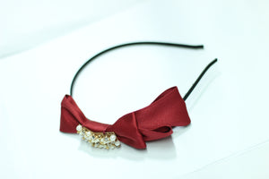 Silk Bow Crystal Beading Head Band