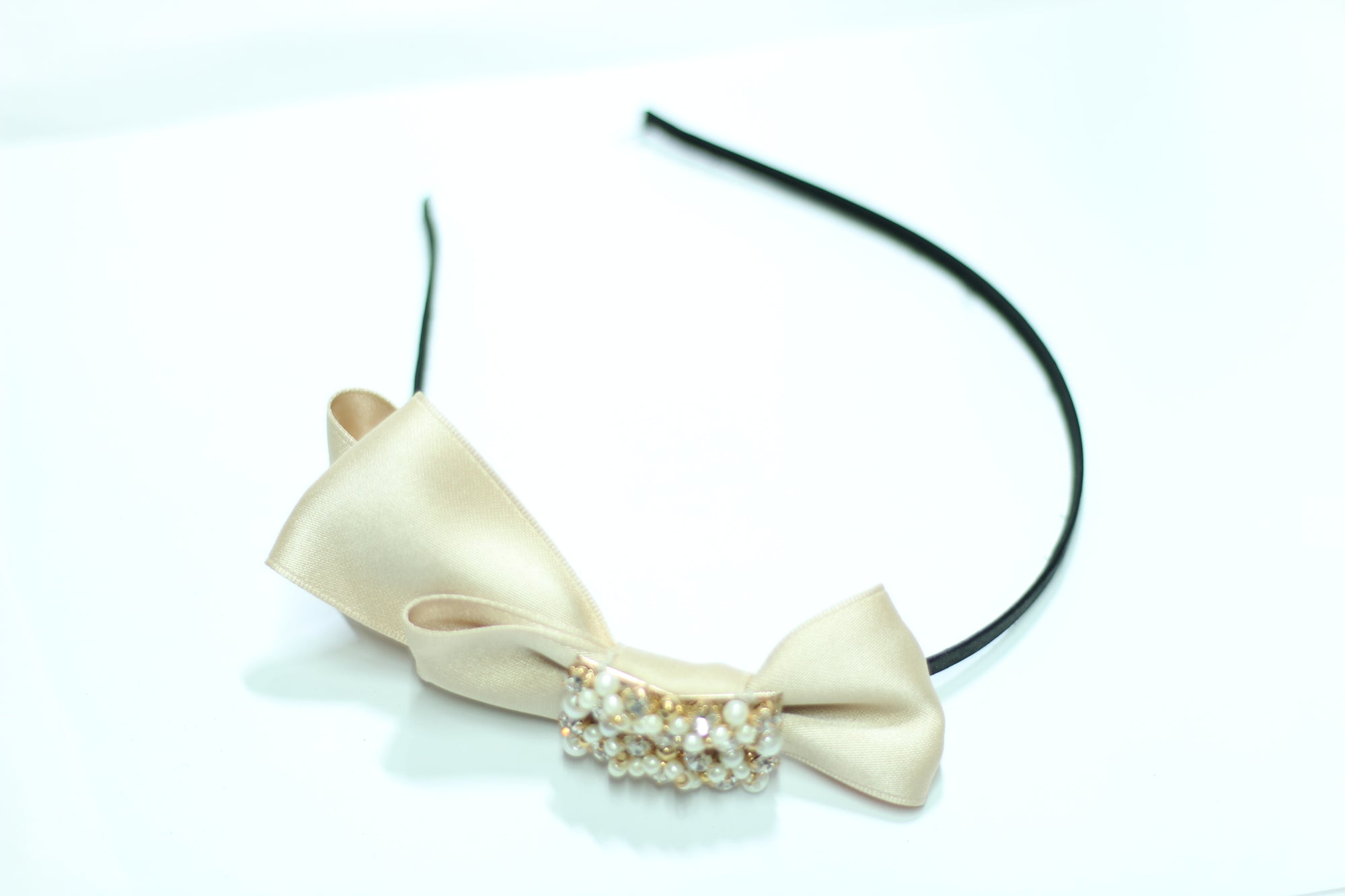 Silk Bow Crystal Beading Head Band