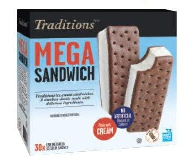 Traditions Mega Vanilla Ice Cream Sandwich 30 x 190ml