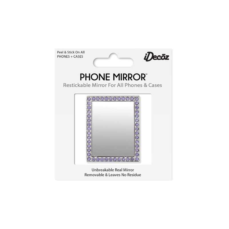 Purple Rectangle w/ Crystal Phone Mirror