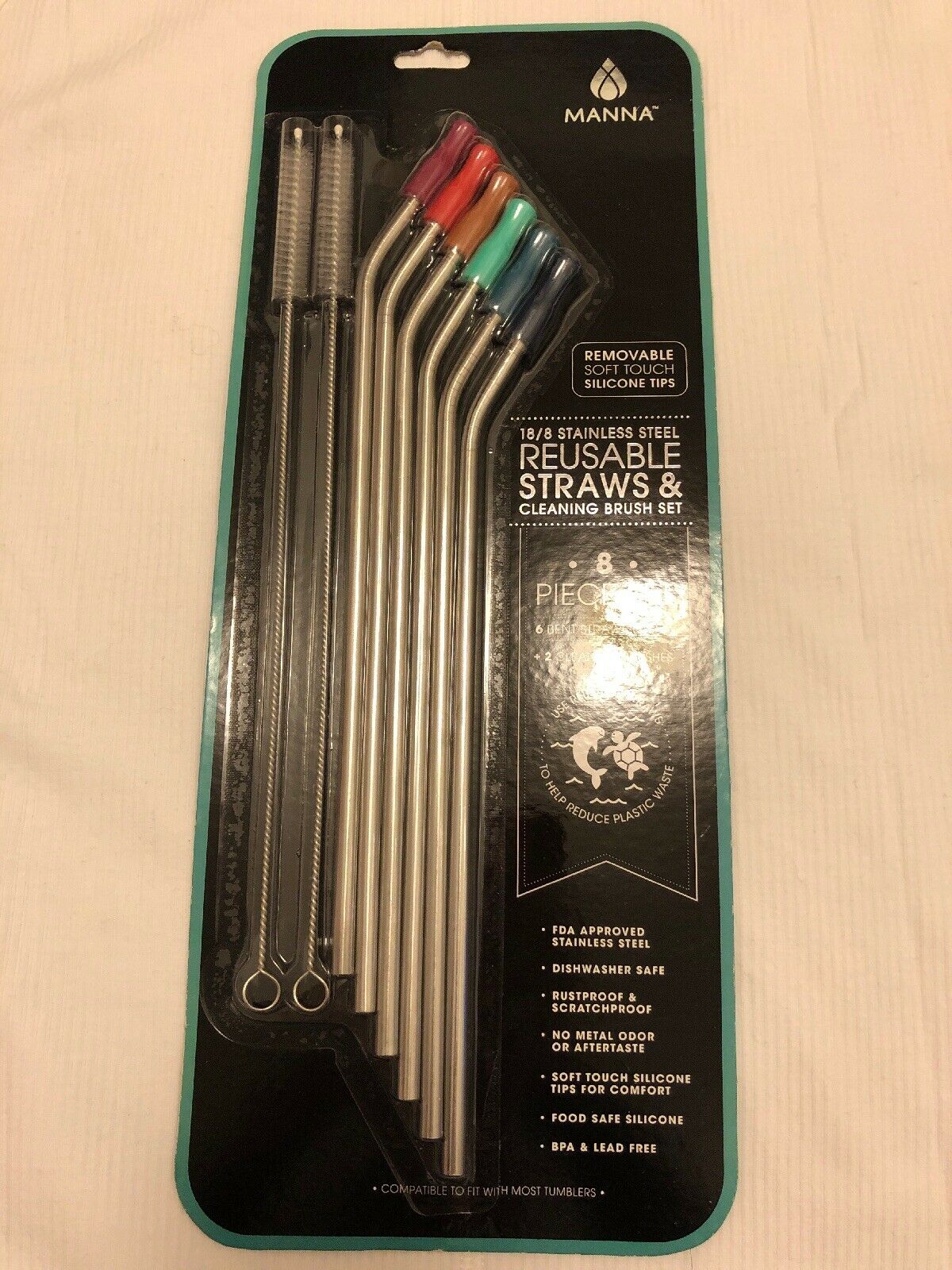 Manna 18/8 Stainless Steel Reuseable Straws 7pc