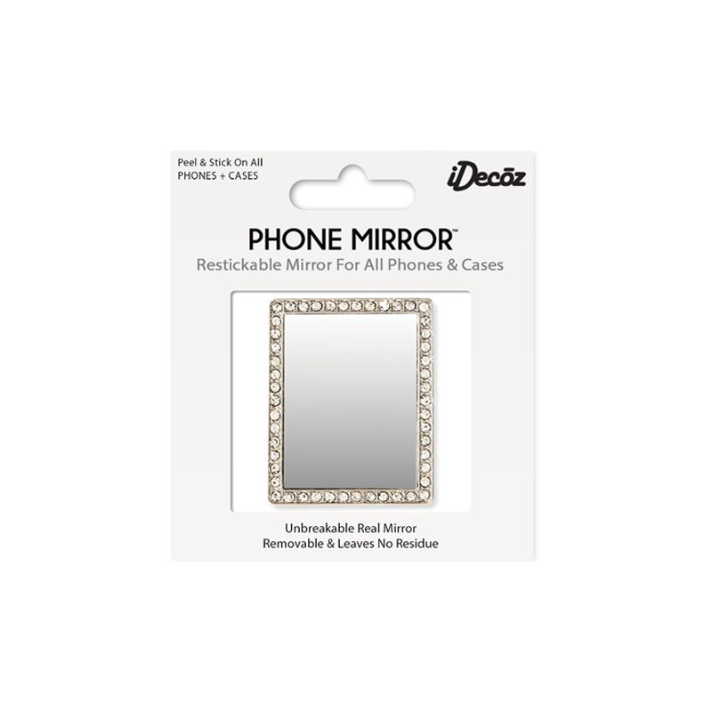 Silver Rectangle w/Crystals Phone Mirror