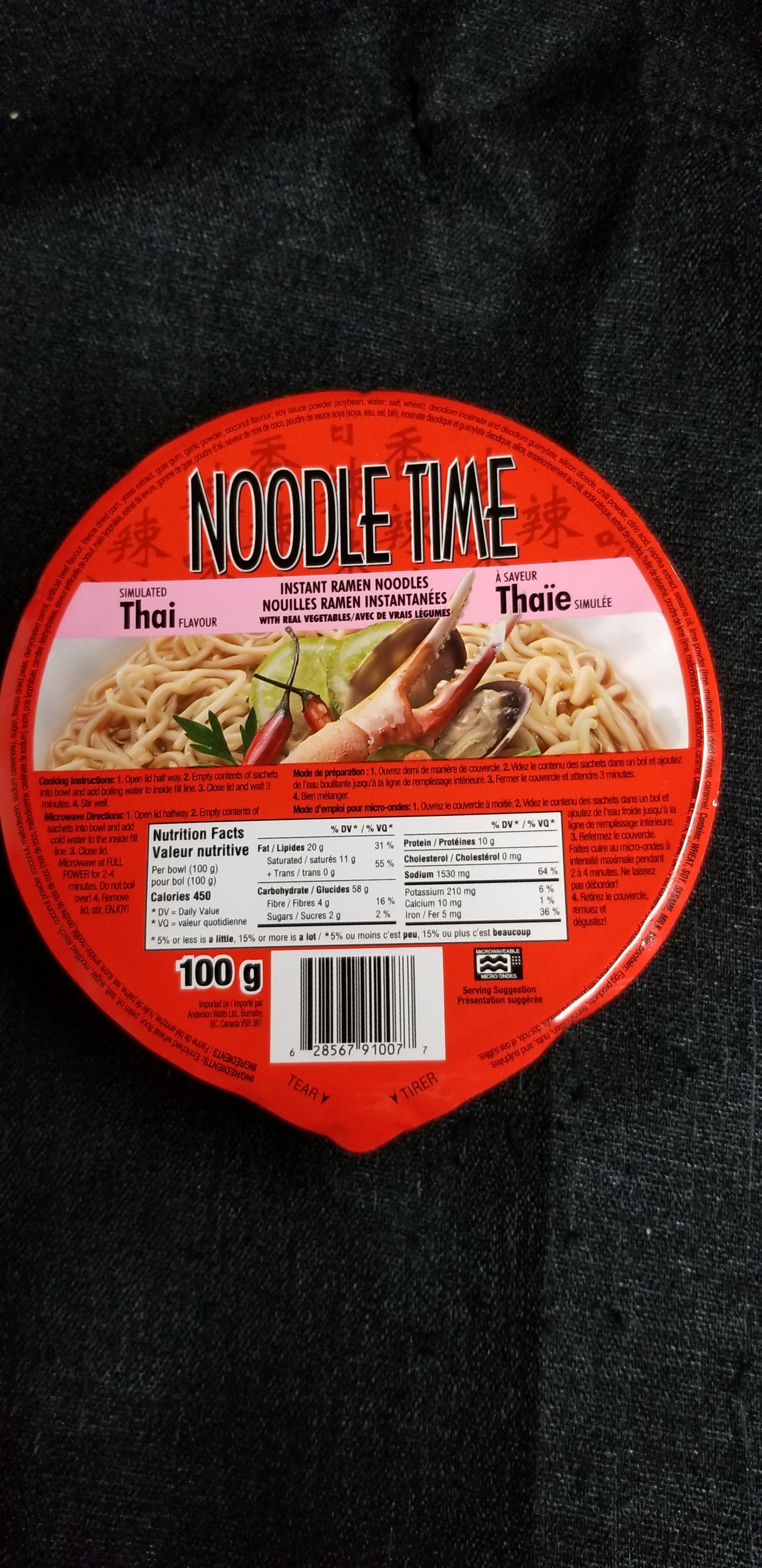 Noodle Time Thai Flavour Instant Ramen Noodles 100g